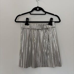 Isabel Marant Metallic Silver Pleated Mini Skirt
